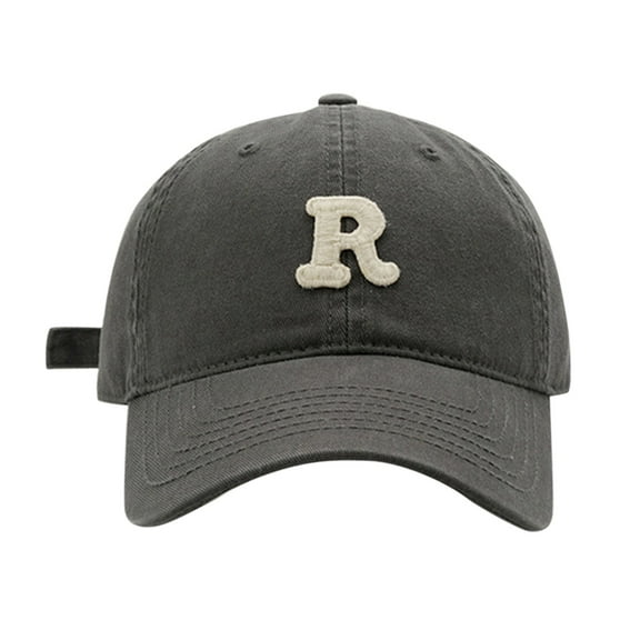 BKQCNKM Hats for Men, Mens Hats, Baseball Cap, Spring/summer Big Headed Soft Top R Letter Solid Duck Tongue Hat Baseball Hat, Gray One Size