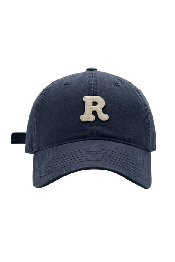 Hats for Men, Mens Hats, Baseball Cap, Spring/summer Big Headed Soft Top R Letter Solid Duck Tongue Hat Baseball Hat, Navy One Size