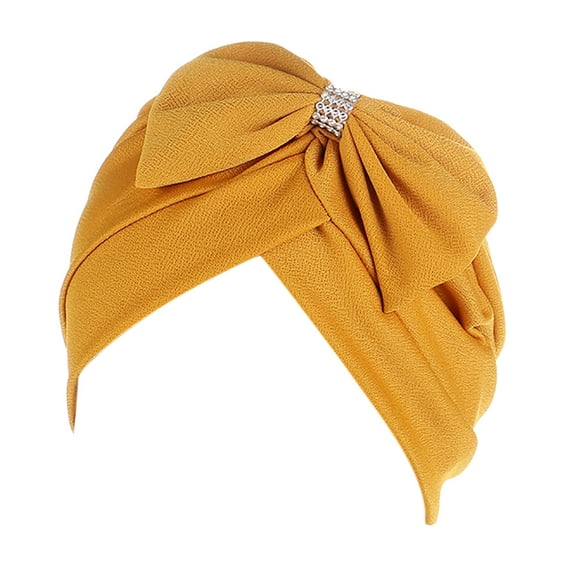 BKQCNKM Headbands for Women Headband for Washing Face Braid Head Turban Bowknot Turban Ethnic Wrap Cover Cap Headwear Hair Hat Cap Heardband Headbands, Yellow One Size