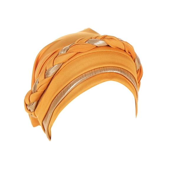 BKQCNKM Headbands for Women Headband for Washing Face Women Braid Hat Muslim Ruffle Cancer Turban Wrap Cap Headbands, Yellow One Size