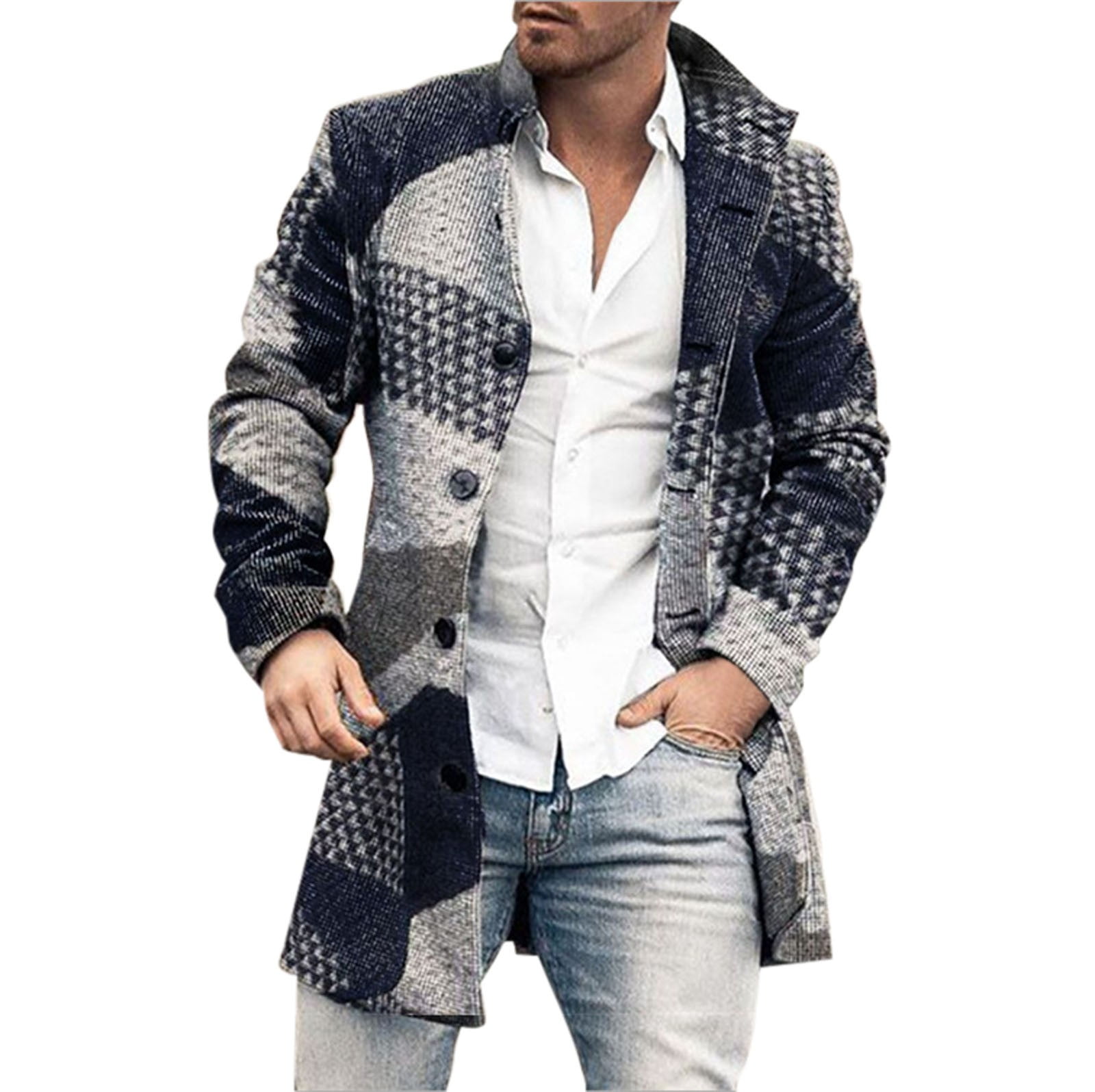 BKQCNKM Jackets For Men Clearance Plus Size Winter Coat Lapel Collar