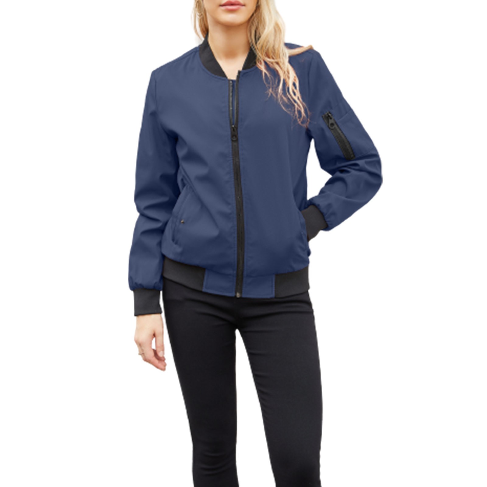 BKQCNKM Jackets For Women Women'S Thin Flight Jacket Zipper Loose