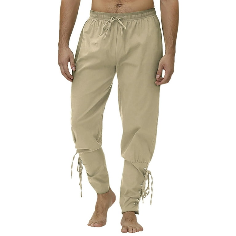 BKQCNKM Joggers for Men Men s Pants Cuff with Drawstrings Pants Solid Ankle Pants Costume Banded Pants Sweatpants 1Pc Pant Khaki 3XL