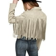 thumbnail image 1 of BKQCNKM Leather Jacket Women Winter Jackets for Women Ladies Fashion Solid Color Fringe Faux Suede Leather Jacket Fashion Fringe Motorcycle Cropped Jacket Ski Jacket Women, Beige L, 1 of 5