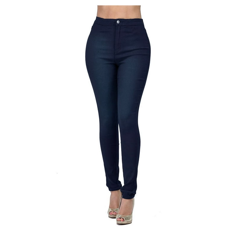 BKQCNKM Leggings For Women Jeans For Women Classic Denim Leggings With Back  Pockets-Pull On Jeans Jeggings For Women Womens Pants Dark blue S