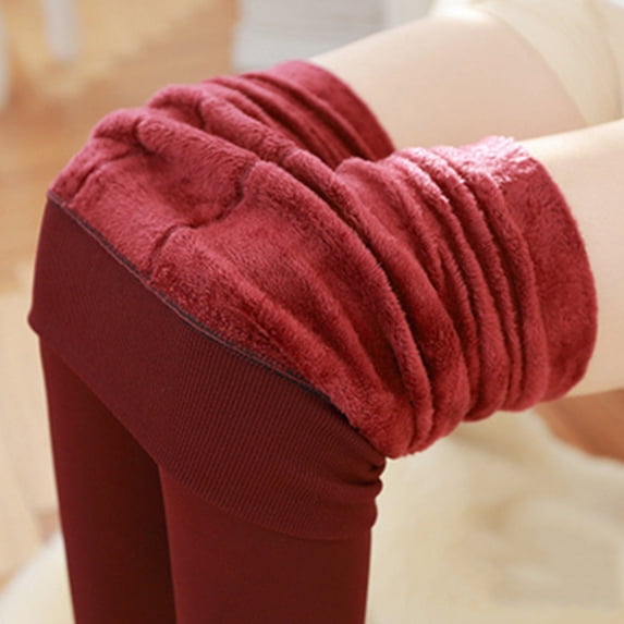 BKQCNKM Leggings For Women Womens Tights Warm Silken Mist Seamless Solid Color Thickened Fleece Lined Thermal Pantyhose Leggings Pants Fleece Lined Leggings Women Women'S Pants Wine One Size