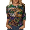 thumbnail image 1 of BKQCNKM Mardi Gras Outfit for Women Sweatshirt for Women Oversized Sweatshirt for Women Mardi Gras Crew Neck Short Sleeve Mardi Gras Sweatshirt Mardi Gras Shirts for Women, Gray L, 1 of 5