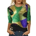 thumbnail image 1 of BKQCNKM Mardi Gras Outfit for Women Sweatshirt for Women Oversized Sweatshirt for Women Mardi Gras Crew Neck Short Sleeve Mardi Gras Sweatshirt Mardi Gras Shirts for Women, Purple M, 1 of 5