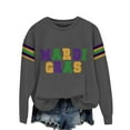 thumbnail image 1 of BKQCNKM Mardi Gras Shirts for Women Mardi Gras Outfit for Women Long Sleeve Shirts for Women Print Hoodless Sweatshirt Holiday Shirts for Women Gray 2 S, 1 of 4