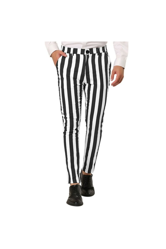 Men'S Pants Mens Pants Male Business Suit Trousers Striped Large Size Refreshing Comfortable Casual Trousers Long Johns For Men Black XL