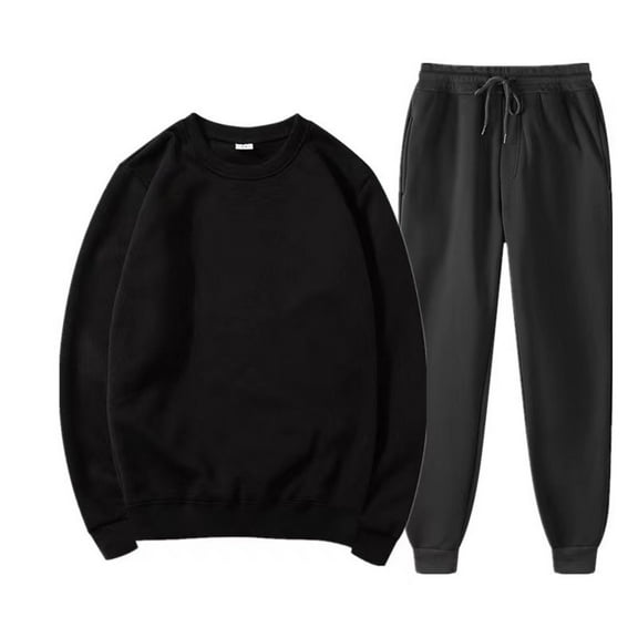 BKQCNKM Men'S Pants Mens Pants Men Pants Hoodie Plus Winter Fleece Suits Sweaters And Pants Sweatershirt O Neck Top Trousers Long Johns For Men Black 3XL