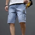 thumbnail image 1 of BKQCNKM Men'S Pants Mens Pants Solid Color Denim Shorts Men'S Medium Pants Five Point Pants Suit Shorts Cargo Pants Long Johns For Men Blue XXL, 1 of 10