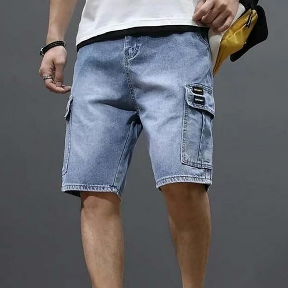 BKQCNKM Men'S Pants Mens Pants Solid Color Denim Shorts Men'S Medium Pants Five Point Pants Suit Shorts Cargo Pants Long Johns For Men Blue XXL