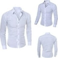 thumbnail image 1 of BKQCNKM Mens Dress Shirts Man Fashion Printed Blouse Casual Long Sleeve Slim Shirts Tops Shirts For Men Fall Shirts White M, 1 of 1