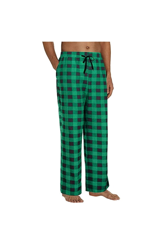 Mens Pajama Pants Mens Pajama Pants Pajamas Plaid Pajama Pants Sleep Long Pant with Pockets Soft Pj Bottoms Classic Home Wear Elastic Waist Pants 1Pc Pant Green S