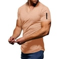 thumbnail image 1 of BKQCNKM Mens Shirts for Men Mens Summer Fashion Casual Solid Color Zipper Pocket T Shirt Short Sleeve Shirt Top Blouse Mens T Shirt, Pink 3XL, 1 of 5