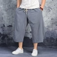 thumbnail image 1 of BKQCNKM Mens Shorts Men'S Pants Men Baggy Wide Leg Pants Hanging Crotch Bloomers Calf Length Mid Rise Pockets Trousers Running Shorts For Men Grey L, 1 of 4