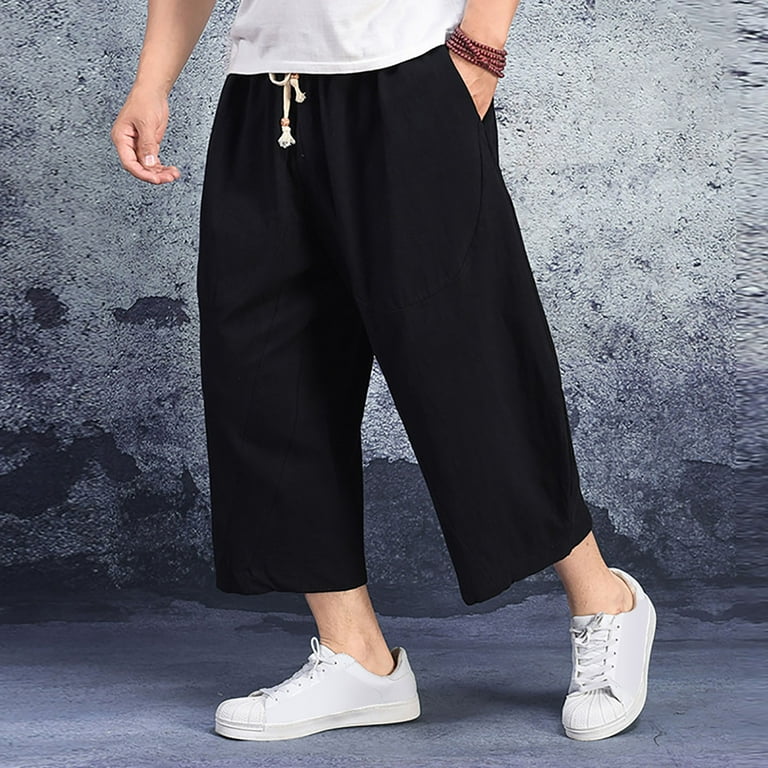BKQCNKM Mens Shorts Men'S Pants Men Baggy Wide Leg Pants Hanging