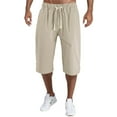 thumbnail image 1 of BKQCNKM Mens Shorts Men's Pants Men Baggy Wide Leg Pants Hanging Crotch Bloomers Calf Length Mid Rise Pockets Trousers Running Shorts For Men Z-Beige M, 1 of 4
