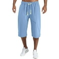 thumbnail image 1 of BKQCNKM Mens Shorts Men's Pants Men Baggy Wide Leg Pants Hanging Crotch Bloomers Calf Length Mid Rise Pockets Trousers Running Shorts For Men Z-Sky Blue XL, 1 of 4