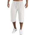 thumbnail image 1 of BKQCNKM Mens Shorts Men's Pants Men Baggy Wide Leg Pants Hanging Crotch Bloomers Calf Length Mid Rise Pockets Trousers Running Shorts For Men Z-White XL, 1 of 4