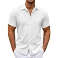 thumbnail image 1 of BKQCNKM Mens T-Shirts,Going Out Tops,Men's Casual Fashion Solid Color Trendy Striped Loose Button Short Sleeved Shirt,Cotton T Shirts For Men White 4Xl, 1 of 8