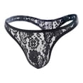 thumbnail image 1 of BKQCNKM Mens Thong, Lace Thongs, Low Rise Briefs, Men Lace Low-waisted Briefs, Mens G Strings & Thongs Underwear,Black L, 1 of 4