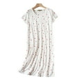 thumbnail image 1 of BKQCNKM Nightgowns for Women Cotton Nightgowns for Women Plus Size Nightgowns for Women Cute Knitted Cotton Short Sleeved Round Neck Pajamas Sleepwear for Women White 2 M, 1 of 4