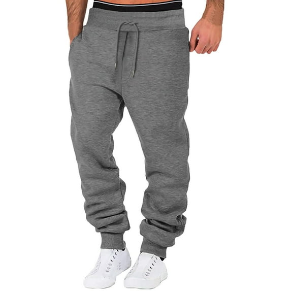 BKQCNKM Pantalones De Hombre Men's Pants High Street Leisure Loose Sports Running Solid Color Lace Up Pants Sweater Pants Trousers Sweatpants Sweatpants 1Pc Pant Dark Gray 3XL
