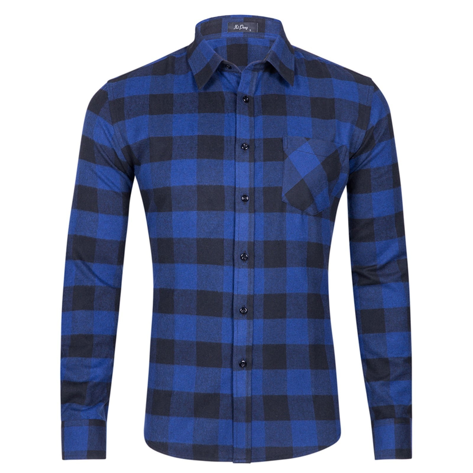 BKQCNKM Polo Shirts For Men Men'S Casual Party Long Sleeved Plaid Lapel  Comfortable Thick Warm Flannel Shirt With Pockets Blouses \u0026 Button-Down  Shirts Fall Shirts Blue L - Walmart.com