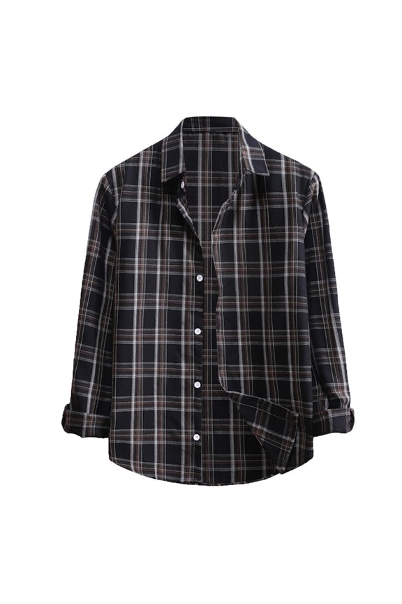 Polo Shirts For Men Men'S Spring And Fashion Casual Oversized Plaid Shirt Jacket Cardigan Men'S Casual Jacket Mens Shirts Fall Shirts Black L
