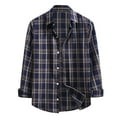 thumbnail image 1 of BKQCNKM Polo Shirts For Men Men'S Spring And Fashion Casual Oversized Plaid Shirt Jacket Cardigan Men'S Casual Jacket Mens Shirts Fall Shirts Navy M, 1 of 5