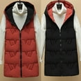 thumbnail image 1 of BKQCNKM Puffer Vest Women Vests for Women 2024 Women Casual Solid Coat Hooded Vest Zipper Pocket Loose Sleeveless Jacket Reversible Coat Long Puffer Vest Women, Black XL, 1 of 5