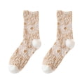 thumbnail image 1 of BKQCNKM Socks for Women Womens Socks Wool Socks for Women Autumn and Winter Sunflower Jacquard Socks Cotton Warm Mid Tube Socks Women Thick Socks Fuzzy Socks for Women, Beige One Size, 1 of 5