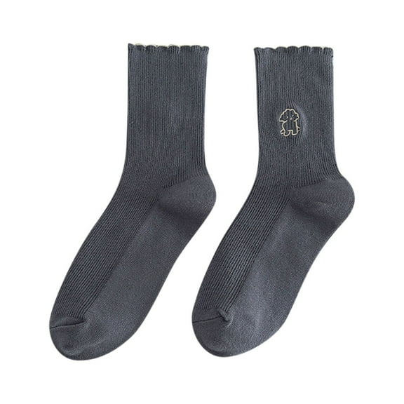 BKQCNKM Socks for Women Womens Socks Wool Socks for Women Fuzzy Socks for Women Pile Embroidery Cute Socks Women's Socks Soft Breathable Socks Pilates Socks, Navy One Size