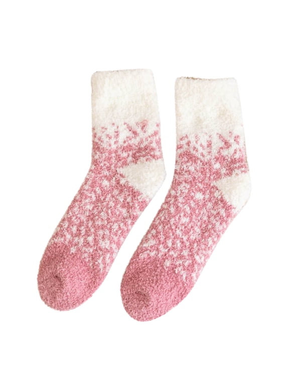 Socks for Women Womens Socks Wool Socks for Women Womens Winter Socks Autumn and Winter Mid Tube Socks Fleece Thickened Warm Stockings Fuzzy Socks for Women, Pink One Size