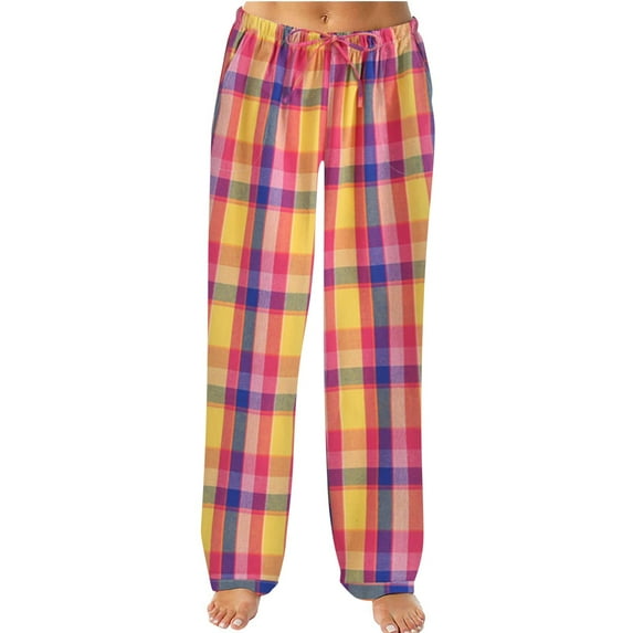 BKQCNKM Sweat Pants For Womens Sweatpants Women Women Autumn Winter Plaid Printed Pants Full Length Long Trousers Sports Pants Womens Sweatpants G XL