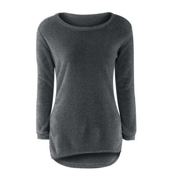 BKQCNKM Sweaters For Women Womens Casual Solid Long Sleeve Jumper Sweaters Blouse Cardigan For Women Fall Clothes For Women 2023 Grey XL