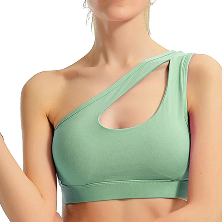 BKQCNKM Tank Top For Women Women'S Sports Underwear One Shoulder Vacuous  Vest Gathered Shockproof Running Sports Beautiful Back Bra Yoga Clothing  Corset Tops For Women Womens Fashion Green XL 
