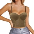 thumbnail image 1 of BKQCNKM Tank Top For Women Womens Corset Top Bustier Corset Top Tight Fitting Corset Tank Top Suspender Top Solid Short Crop Tops For Women Womens Tops Brown XL, 1 of 9