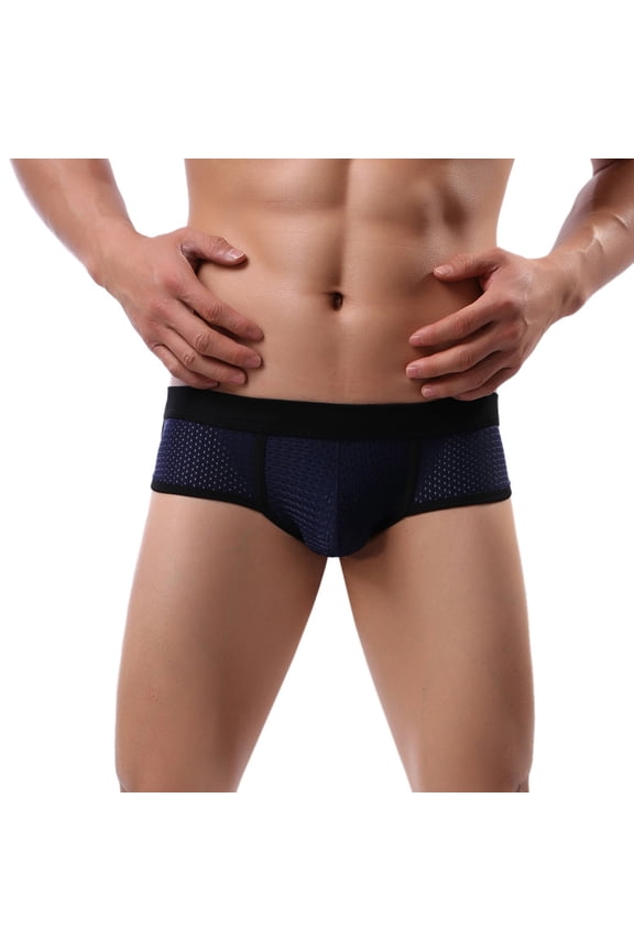 Thongs Crotchless Panties underwear Men's Soft Briefs Underpants Shorts Underwear Panties Dark Blue S