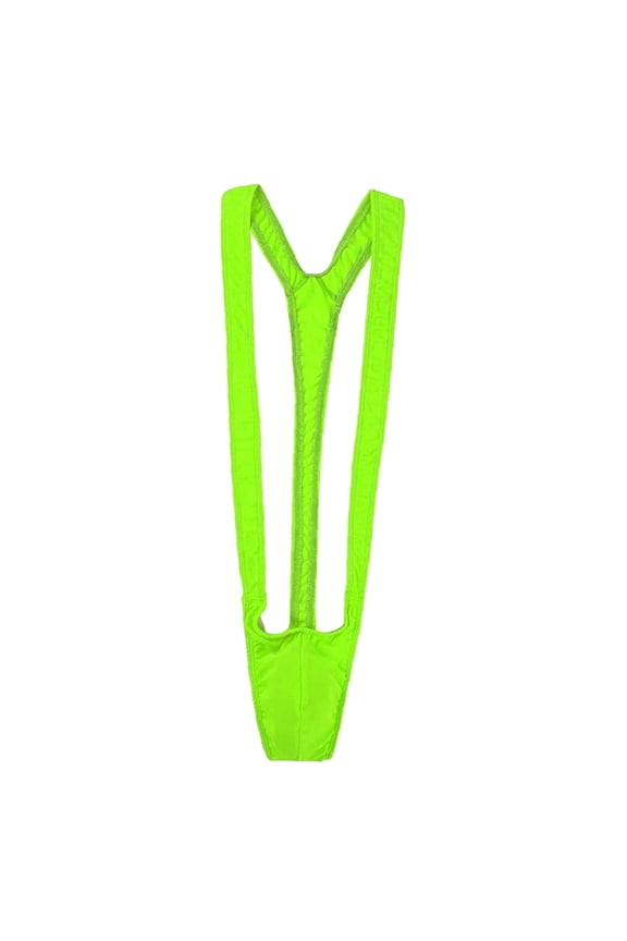 Thongs Crotchless Panties underwear Solid Color Men's Tight Thong Underwear Swimwear Conjoined V Shaped Men's Underwear Panties Green One Size