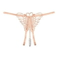 thumbnail image 1 of BKQCNKM Thongs for Women, Lace Underwear for Women, Lace Thongs, Cutout Pendant Pearl Beads Butterfly G String Thong Underpants, Valentines Day Underwear,Beige L, 1 of 8