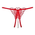 thumbnail image 1 of BKQCNKM Thongs for Women, Lace Underwear for Women, Lace Thongs, Cutout Pendant Pearl Beads Butterfly G String Thong Underpants, Valentines Day Underwear,Red L, 1 of 8