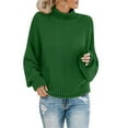 thumbnail image 1 of BKQCNKM Turtleneck Sweater Women Black Sweaters for Women Tunic Sweaters for Women Sweaters for Women Long Sleeve Crewneck Solid Color Womens Sweaters, Green 3XL, 1 of 3