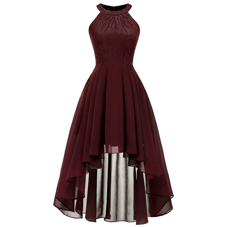 Clearance BKQCNKM Formal Dresses for Women Wedding Guest Dresses for Women Dresses Solid Color Tunic Cocktail Party Solid Color Dress Summer Dresses for Women 2024 Wine S Walmart