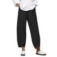thumbnail image 1 of BKQCNKM Wide Leg Pants Woman Palazzo Pants for Women High Waisted Pants for Women Loose Straight Summer Pants High Casual Waist Long Solid Cotton Pants Casual Pants Black M, 1 of 4