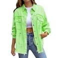 thumbnail image 1 of BKQCNKM Jean Jacket Women, Spring Jackets for Women, Denim Jacket for Women, Trendy Ripped Oversized Denim Jacket Casual Long Distressed Denim Jacket, Going Out Jackets for Women, Green L, 1 of 9