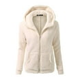 thumbnail image 1 of BKQCNKM Winter Jackets for Women Ski Jacket Women Hooded Sweater Coat Winter Warm Wool Zipper Coat Cotton Coat Outwear Fleece Jacket Women, Beige 4XL, 1 of 5