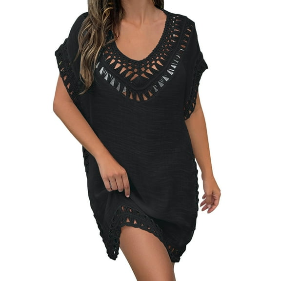 BKQCNKM Women's Black Swim Dress Tankini Bathing Suit Cover-Up, All-Season, One Size